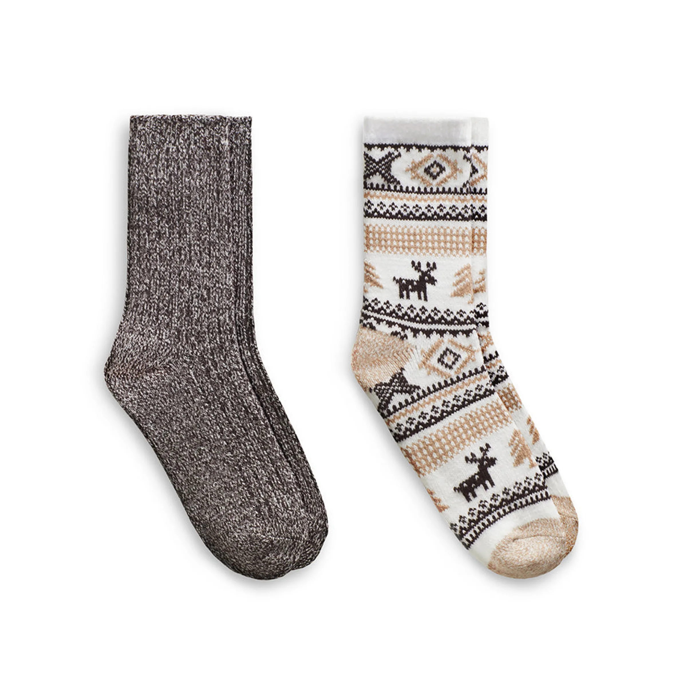 Hot Allover Reindeer/Twist Rib Crew Sock 2 Pack Women Socks|Women's Accessories