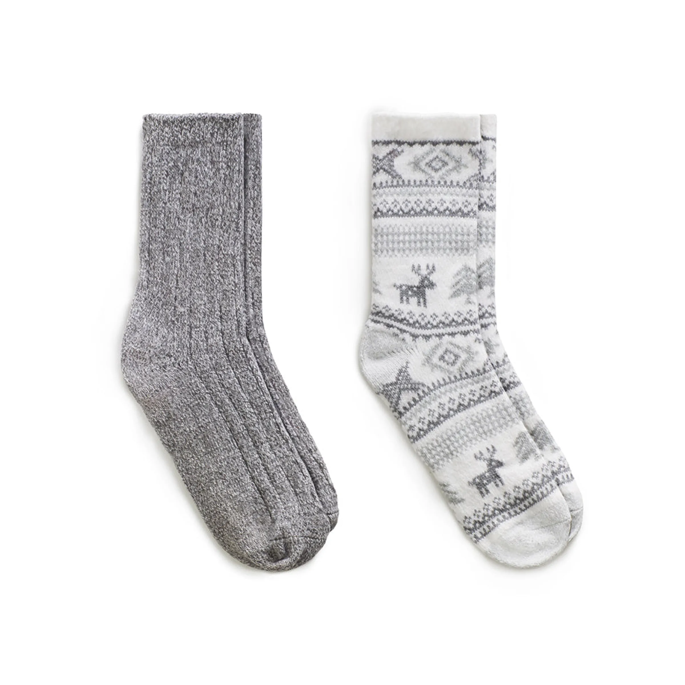 Hot Allover Reindeer/Twist Rib Crew Sock 2 Pack Women Socks|Women's Accessories