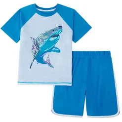 Hot Boys Short Sleeve Top & Shorts 2-Pc Pajama Set with Shark Graphic Kids/BOY Boys Sets