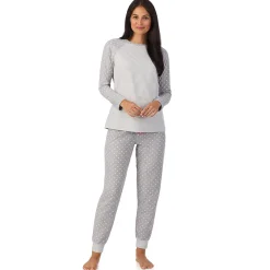 Online Brushed Mini Waffle Thermal Long Sleeve with Jogger Pajama Set Women Sleepwear|Long Sleeves