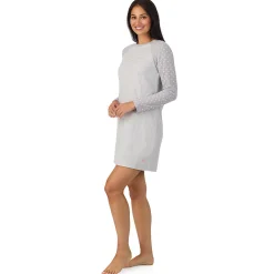 Hot Brushed Mini Waffle Thermal Long Sleeve Sleepshirt Women Sleepwear|Long Sleeves