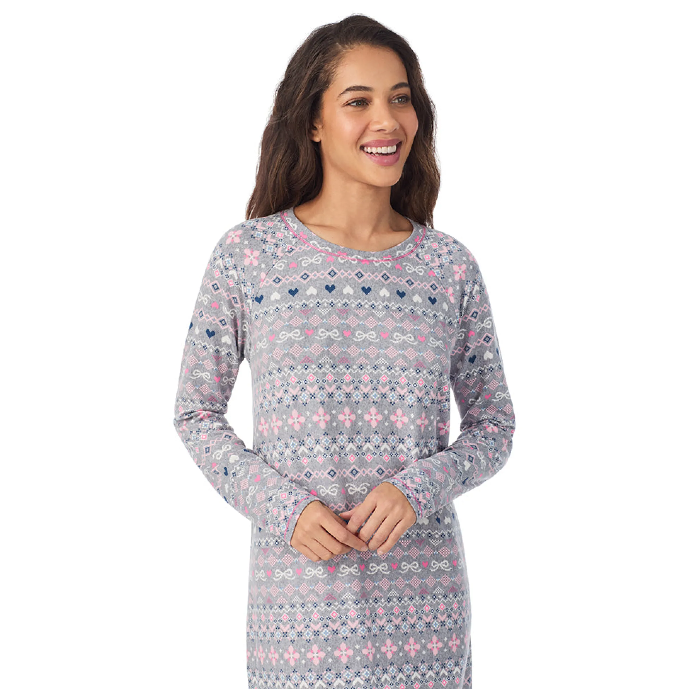 Online Brushed Sweater Knit Long Sleeve Sleepshirt Women Sleepwear|Long Sleeves