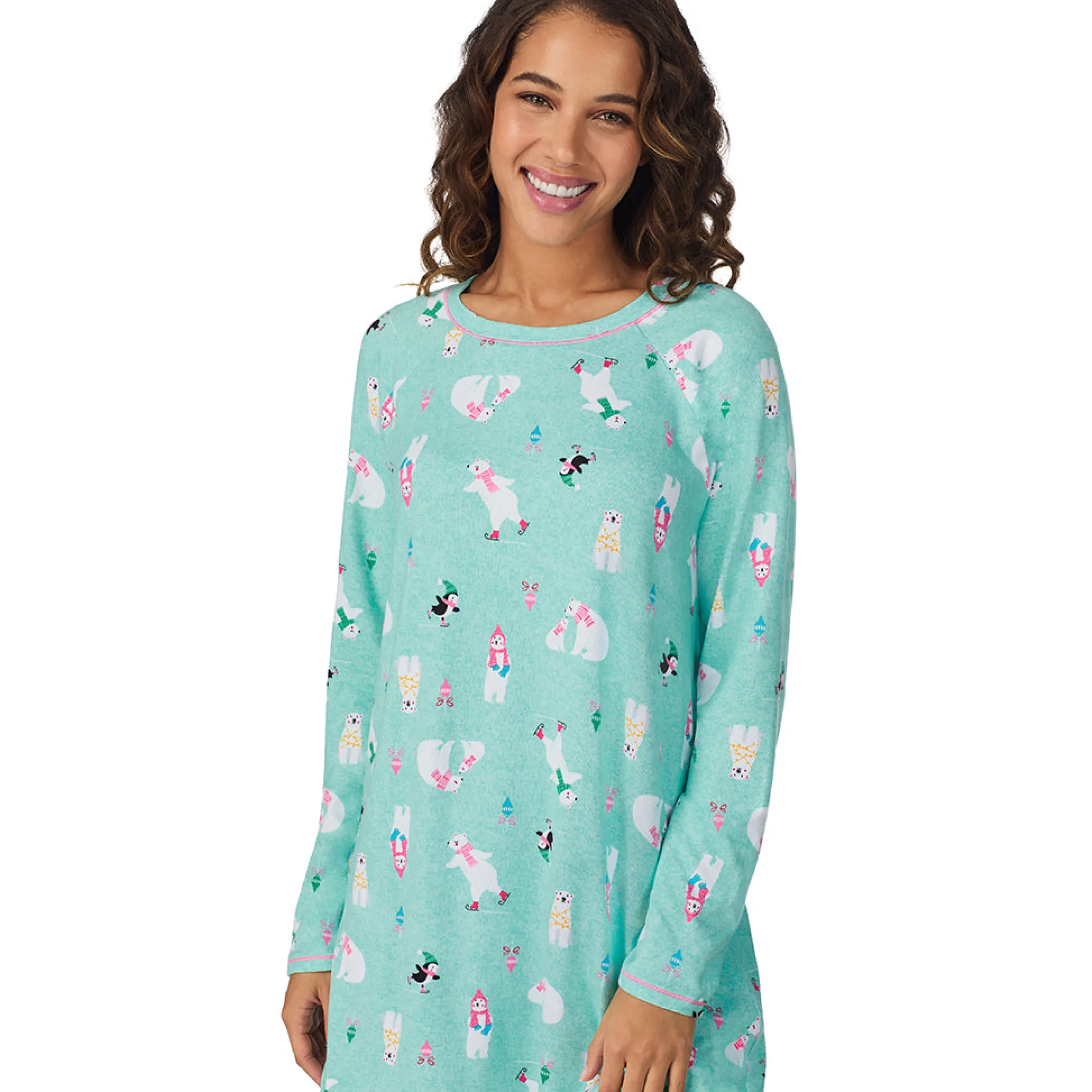 Online Brushed Sweater Knit Long Sleeve Sleepshirt Women Sleepwear|Long Sleeves