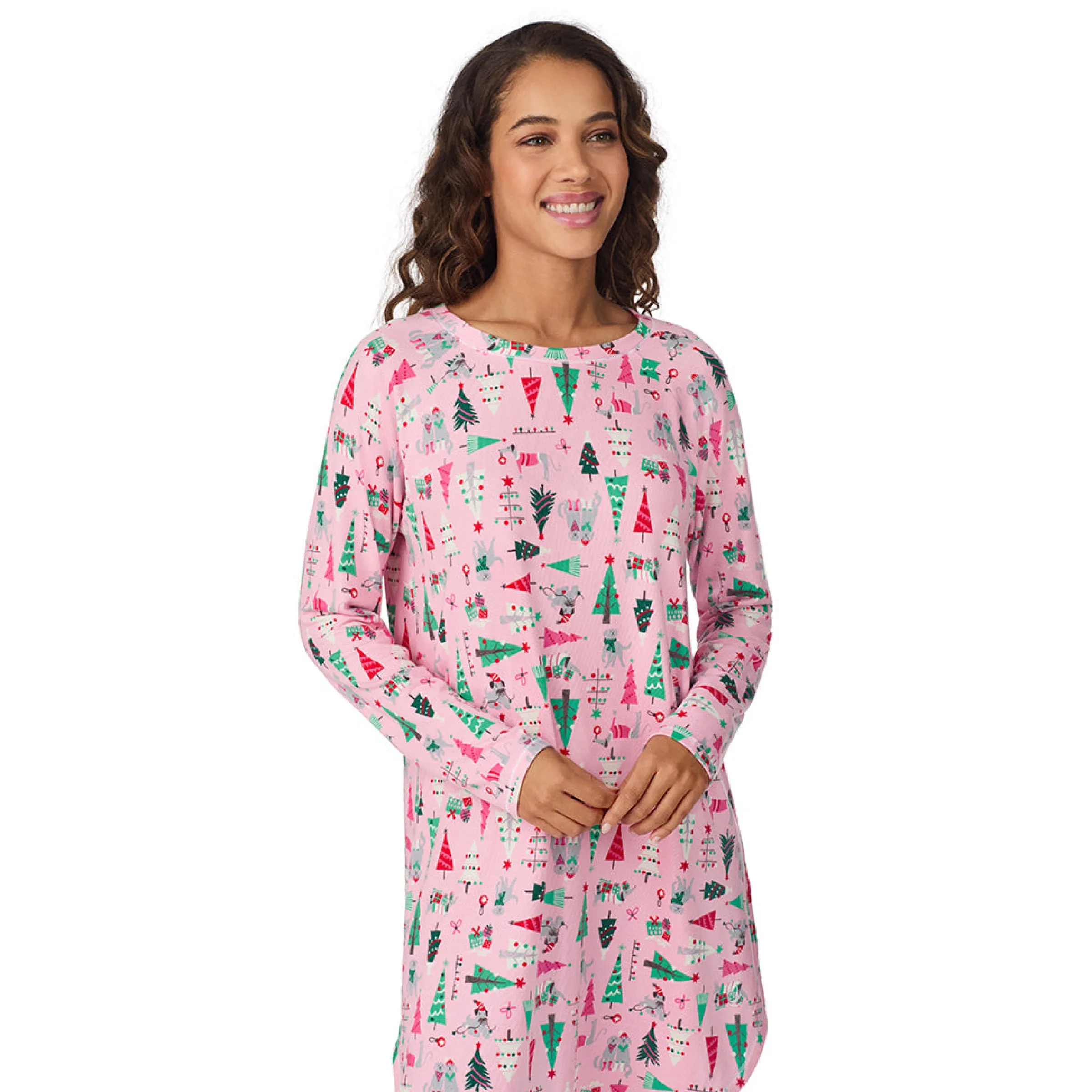 Online Brushed Sweater Knit Long Sleeve Sleepshirt Women Sleepwear|Long Sleeves
