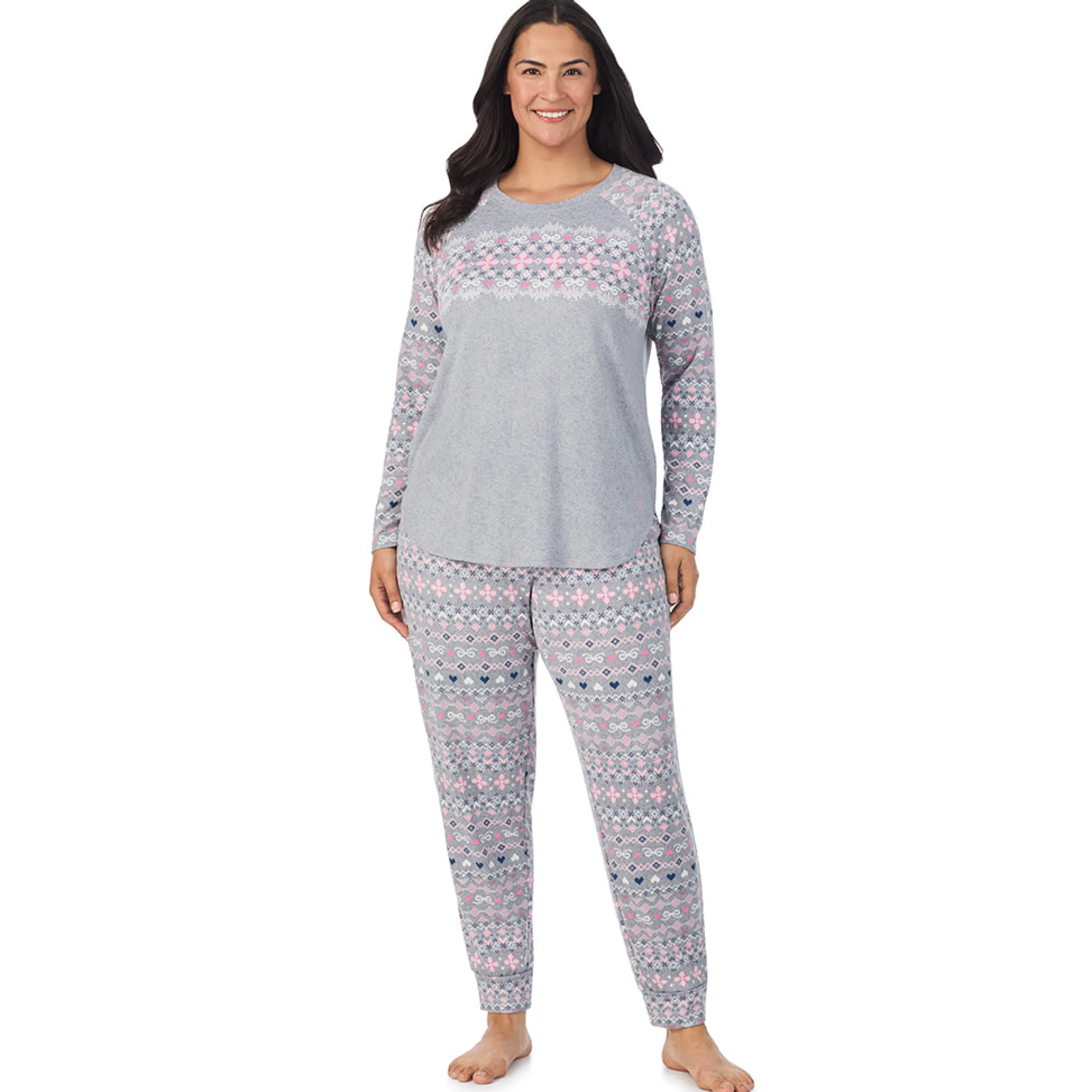 New Brushed Sweater Knit Long Sleeve Pajama Set PLUS Women Sleepwear|Plus Size
