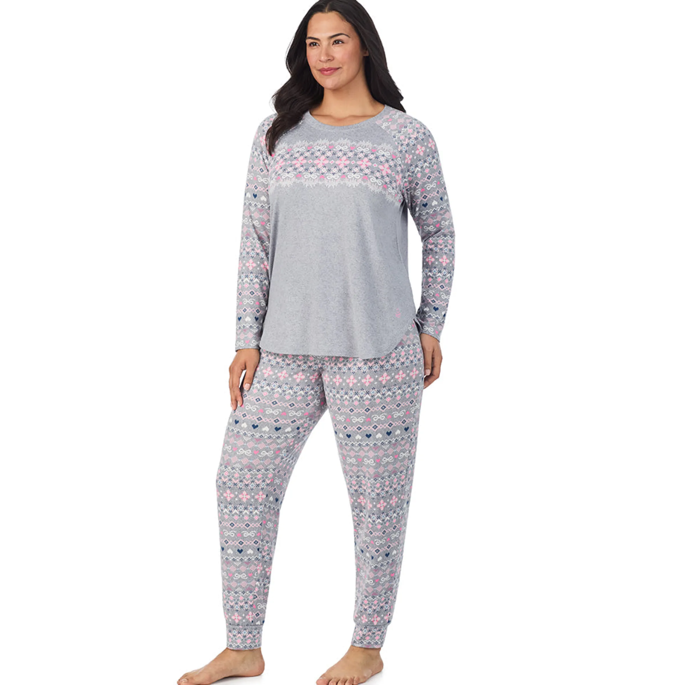 New Brushed Sweater Knit Long Sleeve Pajama Set PLUS Women Sleepwear|Plus Size