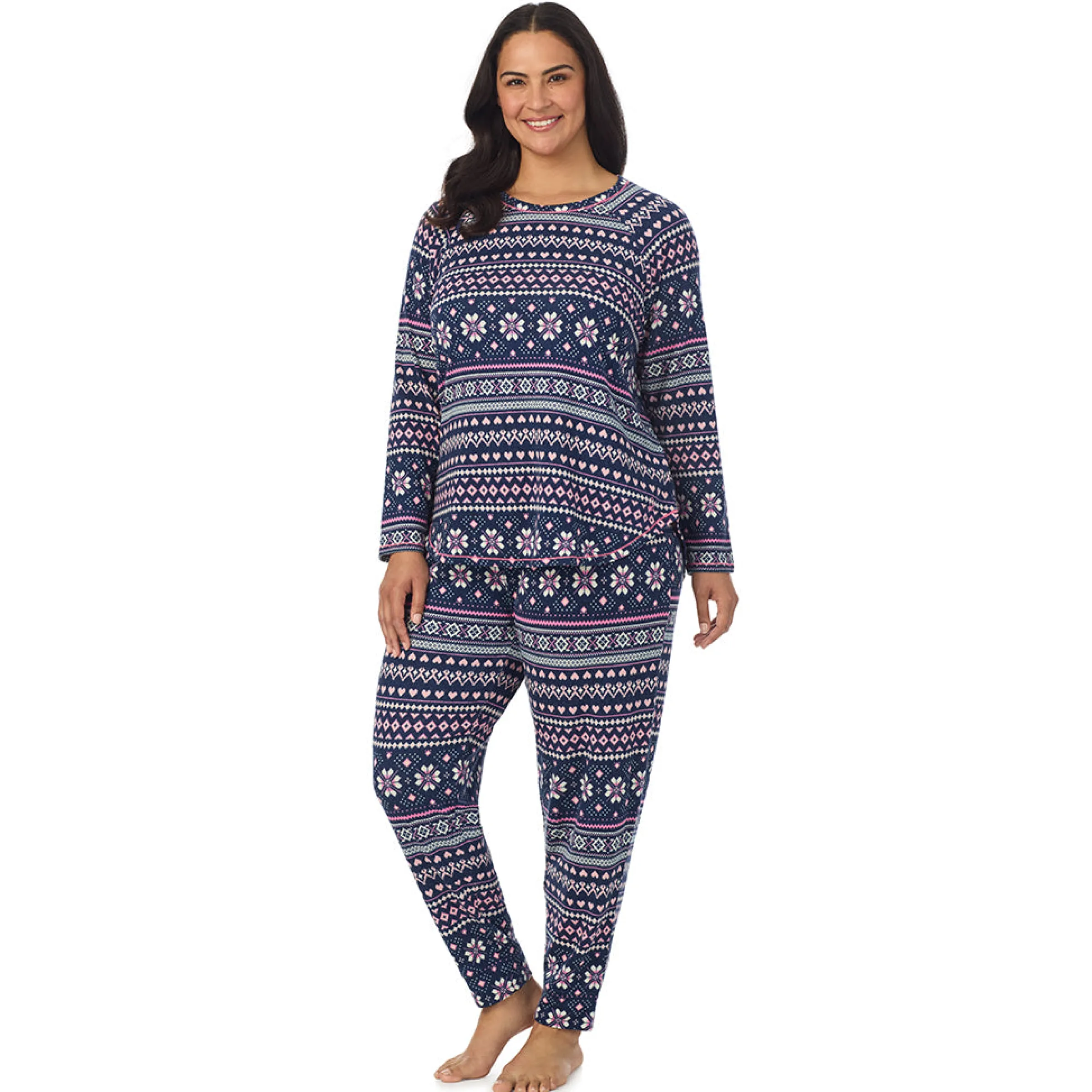 New Brushed Sweater Knit Long Sleeve Pajama Set PLUS Women Sleepwear|Plus Size
