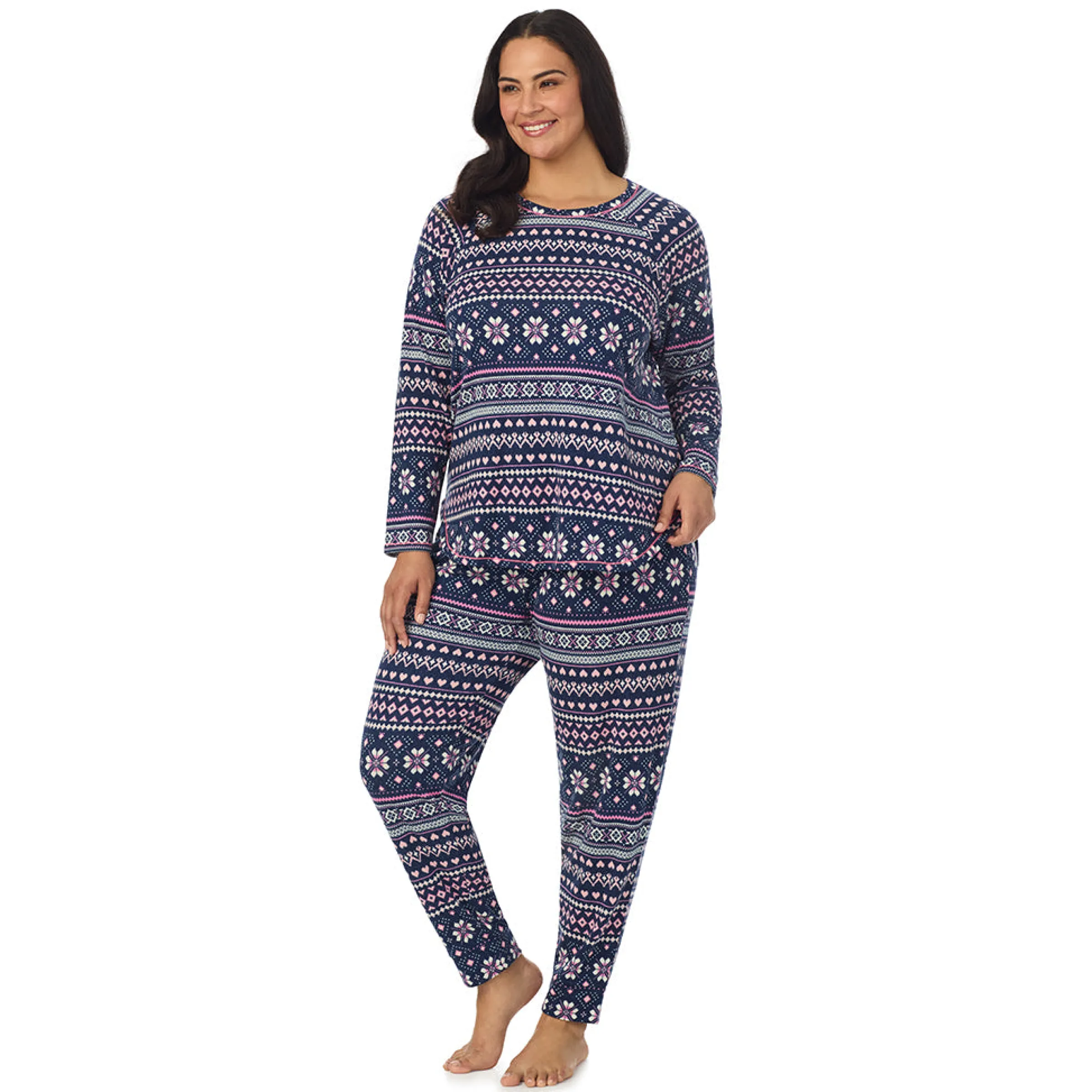 New Brushed Sweater Knit Long Sleeve Pajama Set PLUS Women Sleepwear|Plus Size
