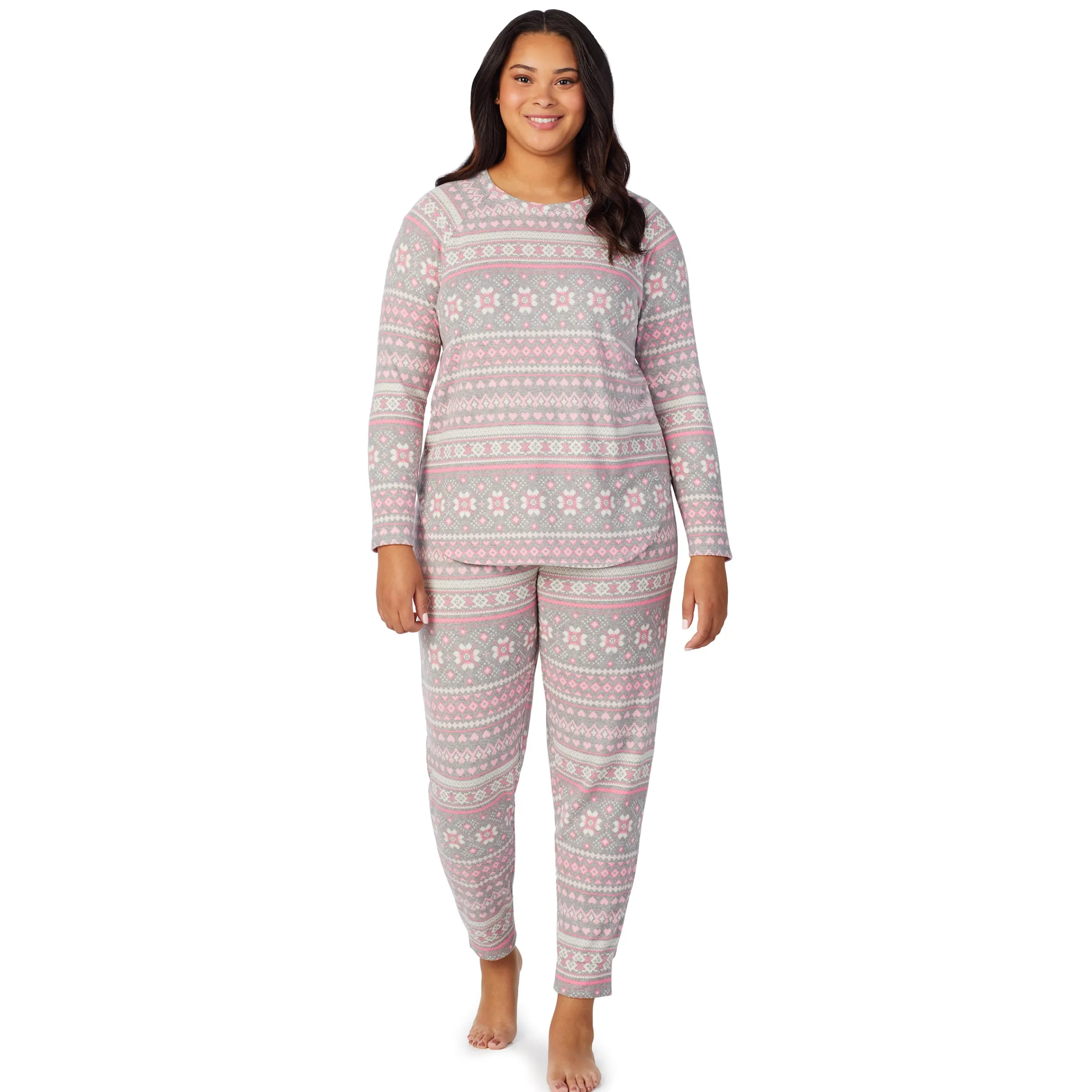New Brushed Sweater Knit Long Sleeve Pajama Set PLUS Women Sleepwear|Plus Size