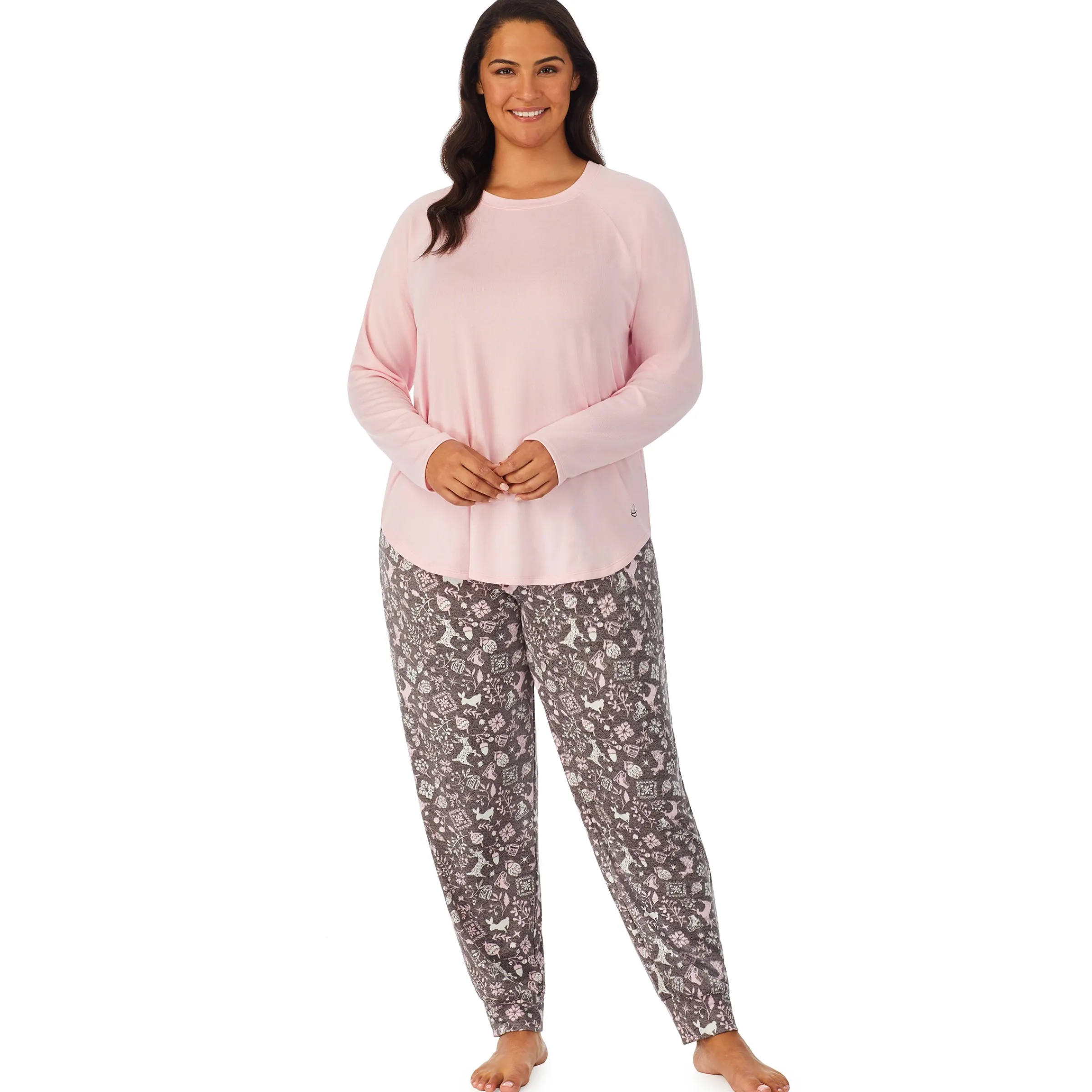 New Brushed Sweater Knit Long Sleeve Pajama Set PLUS Women Sleepwear|Plus Size