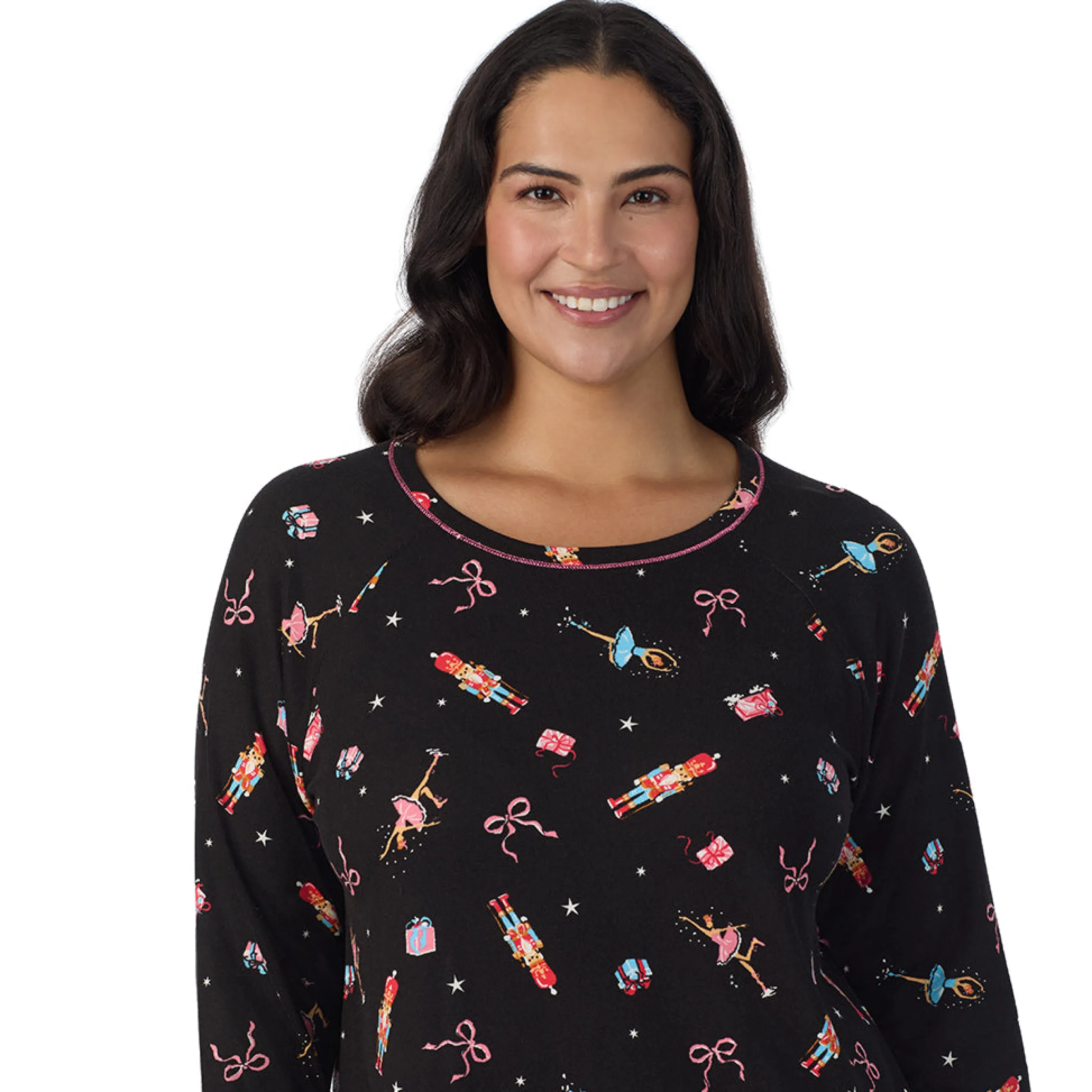 Online Brushed Sweater Knit Long Sleeve Sleepshirt PLUS Women Sleepwear|Plus Size
