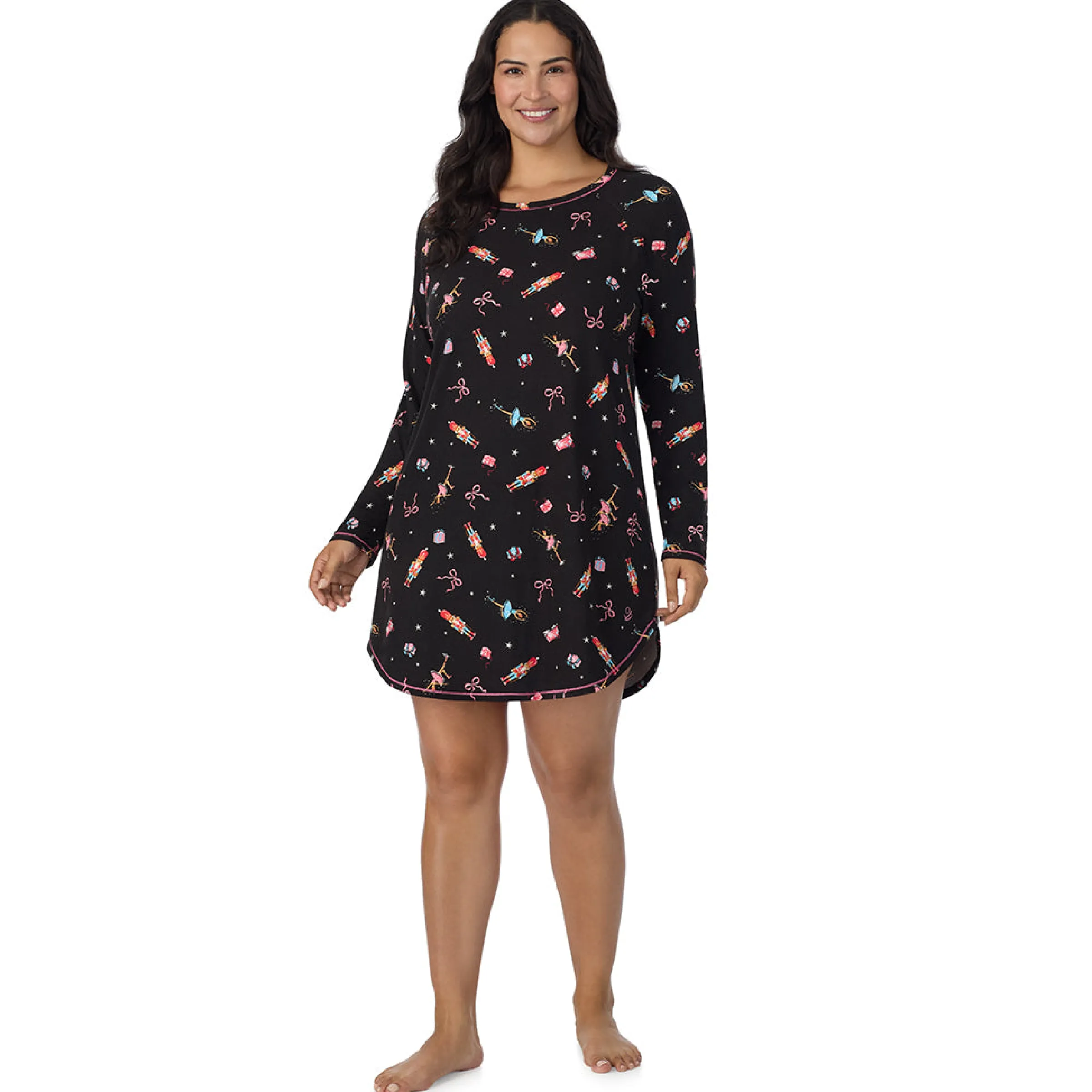 Online Brushed Sweater Knit Long Sleeve Sleepshirt PLUS Women Sleepwear|Plus Size