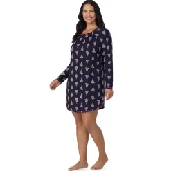 Online Brushed Sweater Knit Long Sleeve Sleepshirt PLUS Women Sleepwear|Plus Size