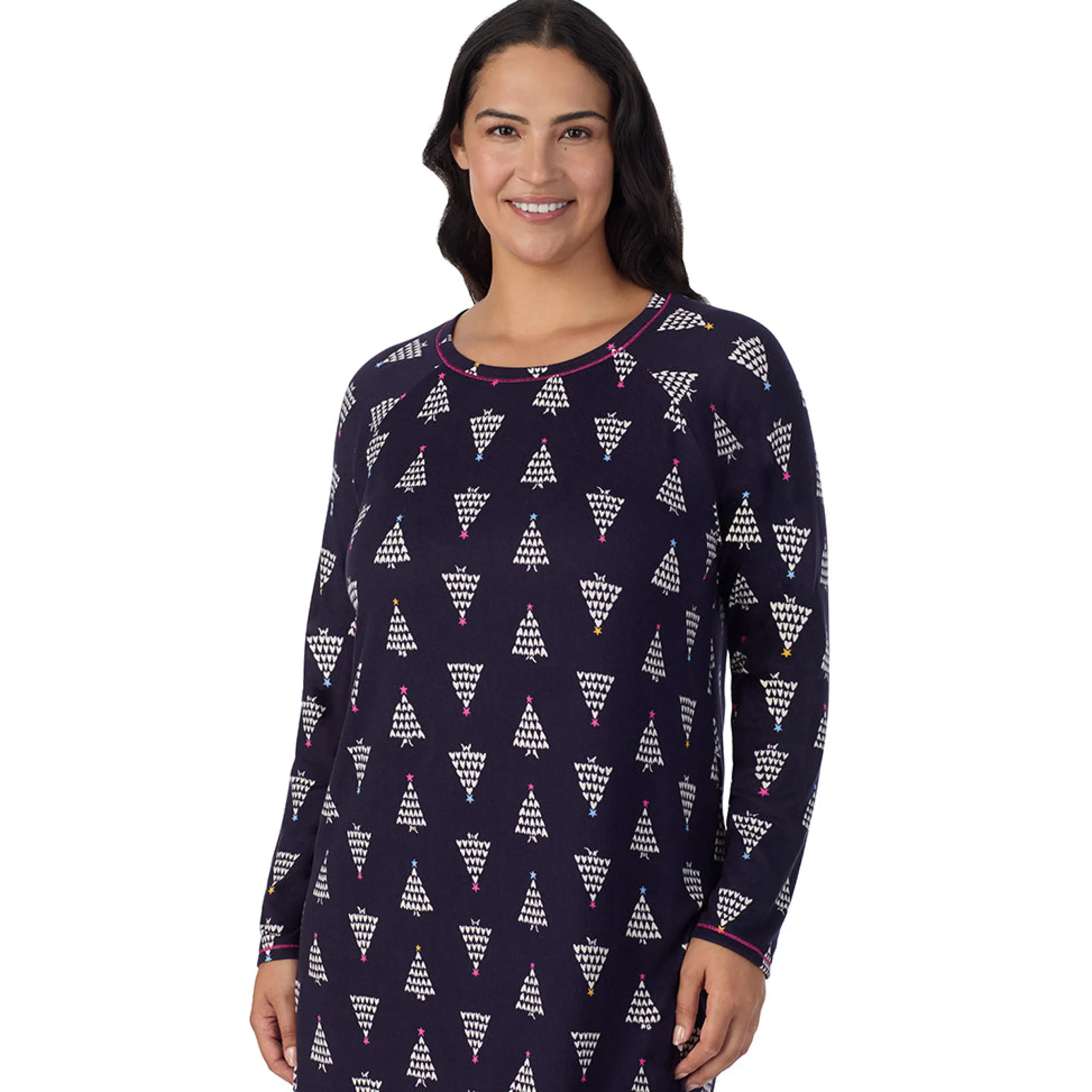 Online Brushed Sweater Knit Long Sleeve Sleepshirt PLUS Women Sleepwear|Plus Size