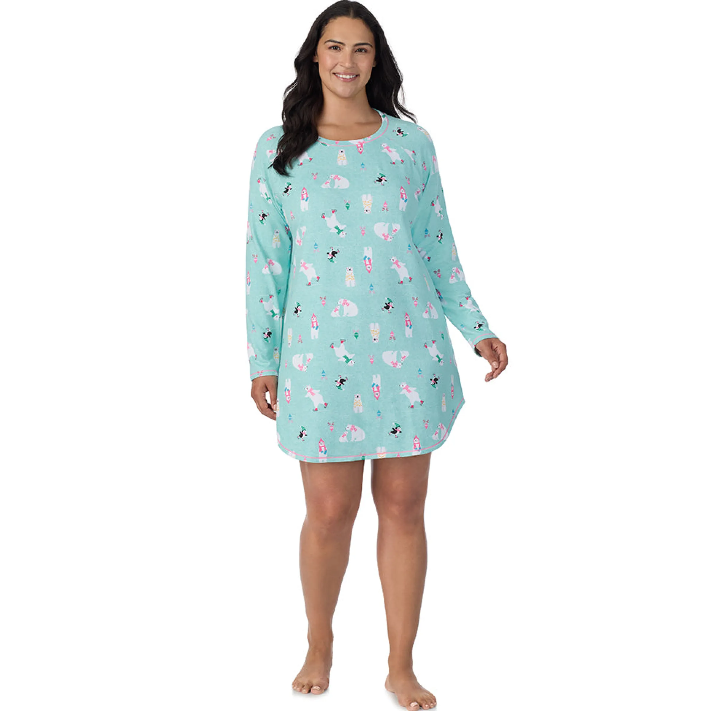 Online Brushed Sweater Knit Long Sleeve Sleepshirt PLUS Women Sleepwear|Plus Size