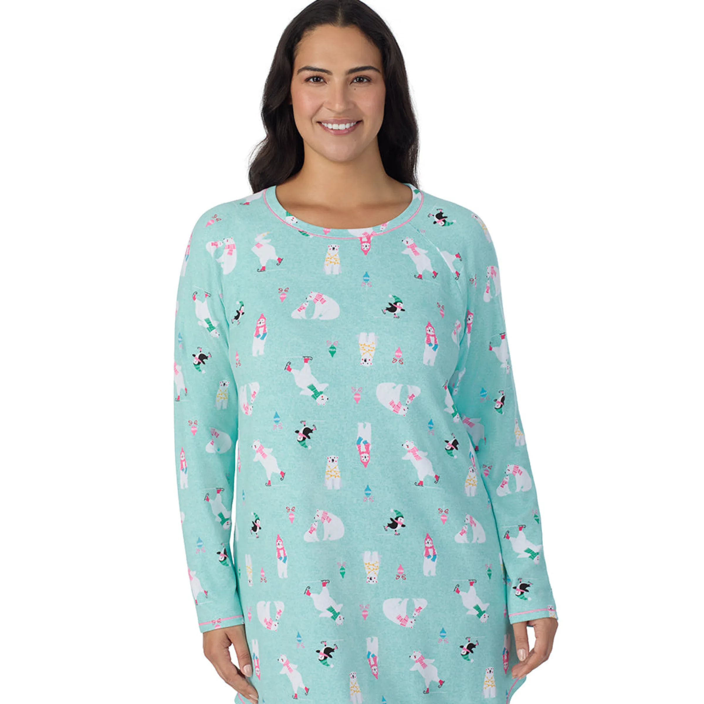 Online Brushed Sweater Knit Long Sleeve Sleepshirt PLUS Women Sleepwear|Plus Size