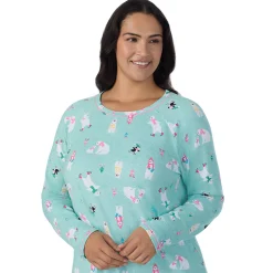 Online Brushed Sweater Knit Long Sleeve Sleepshirt PLUS Women Sleepwear|Plus Size