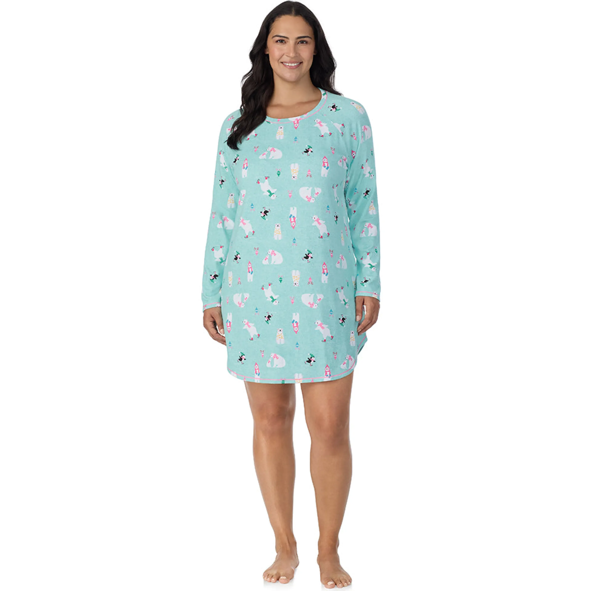 Online Brushed Sweater Knit Long Sleeve Sleepshirt PLUS Women Sleepwear|Plus Size