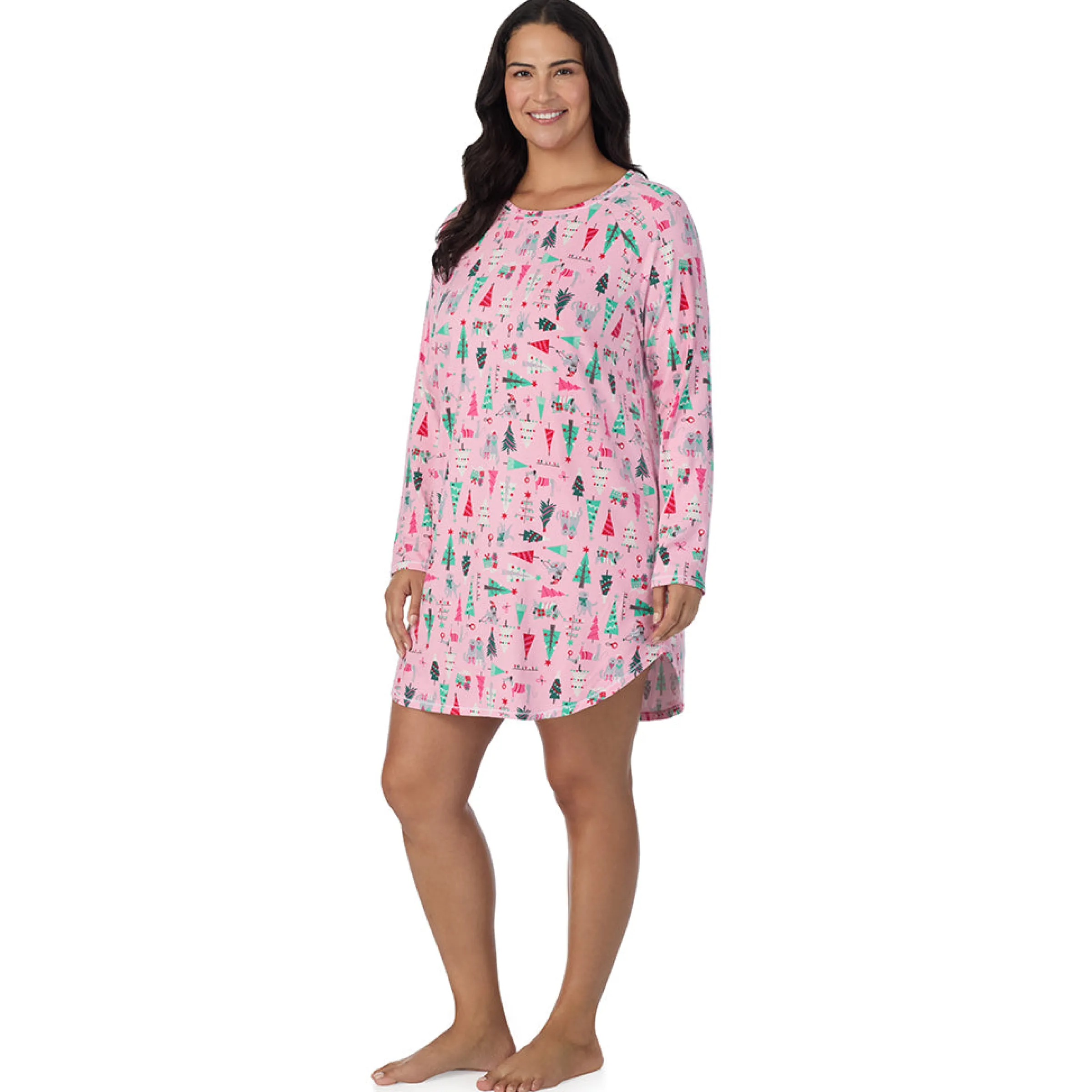 Online Brushed Sweater Knit Long Sleeve Sleepshirt PLUS Women Sleepwear|Plus Size