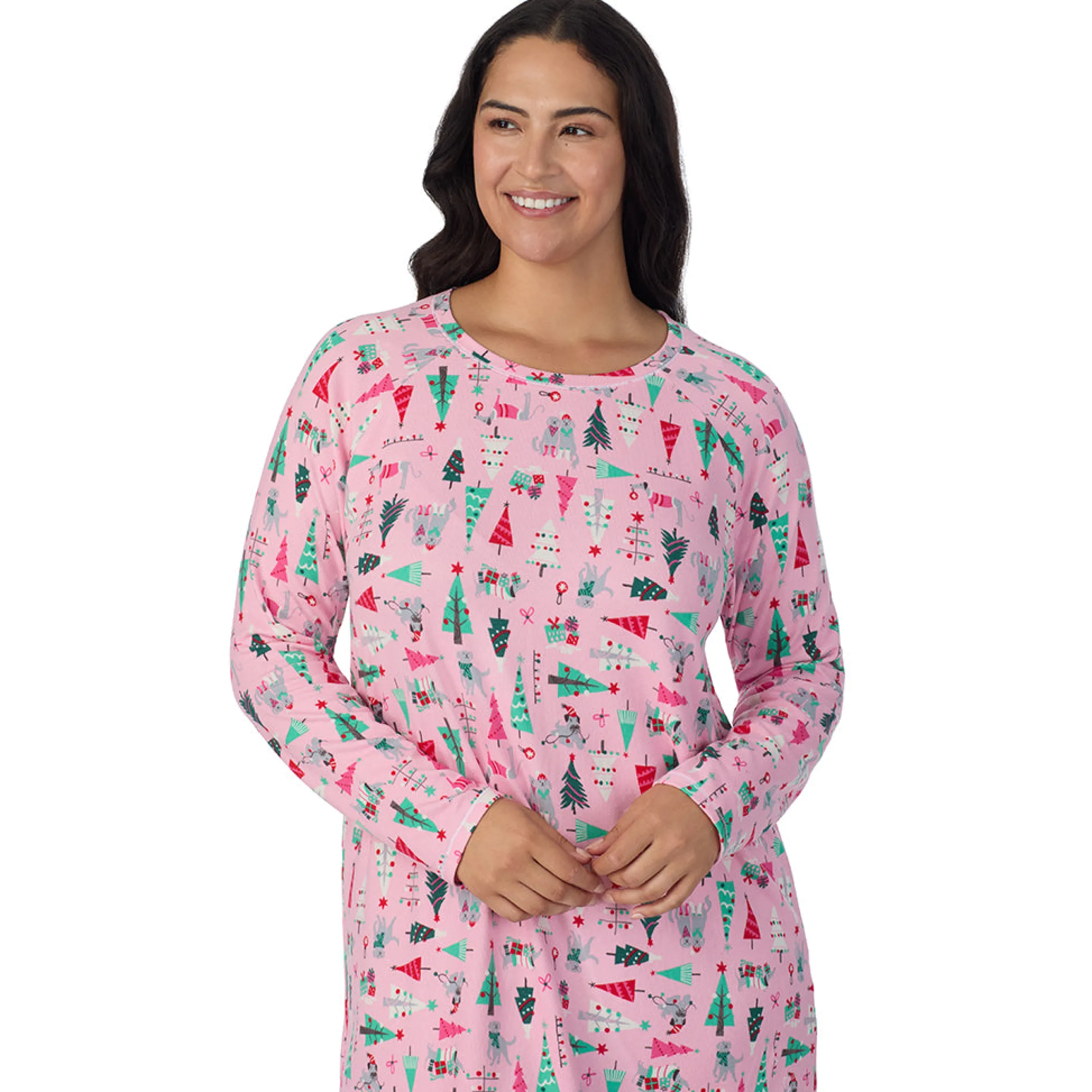 Online Brushed Sweater Knit Long Sleeve Sleepshirt PLUS Women Sleepwear|Plus Size