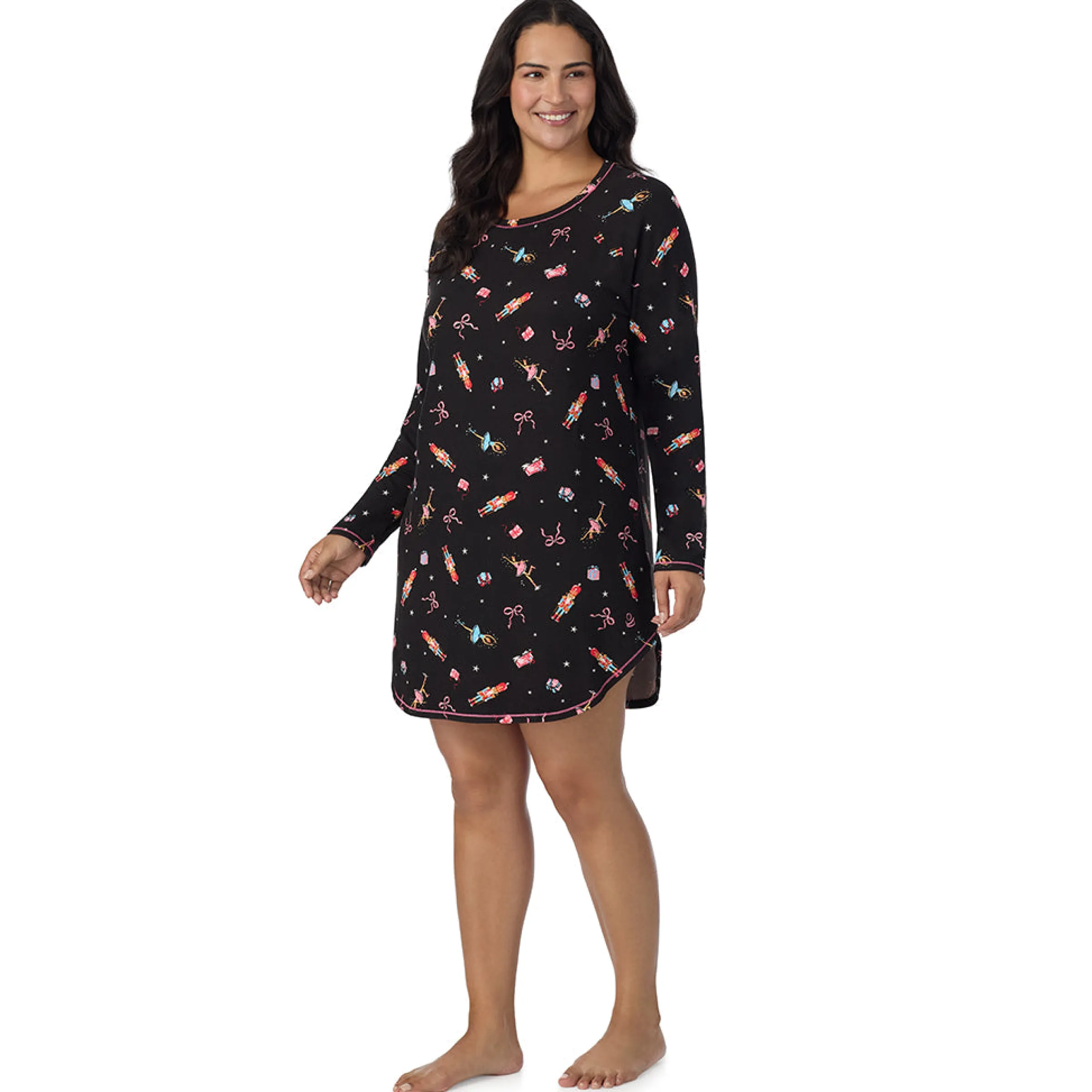 Online Brushed Sweater Knit Long Sleeve Sleepshirt PLUS Women Sleepwear|Plus Size