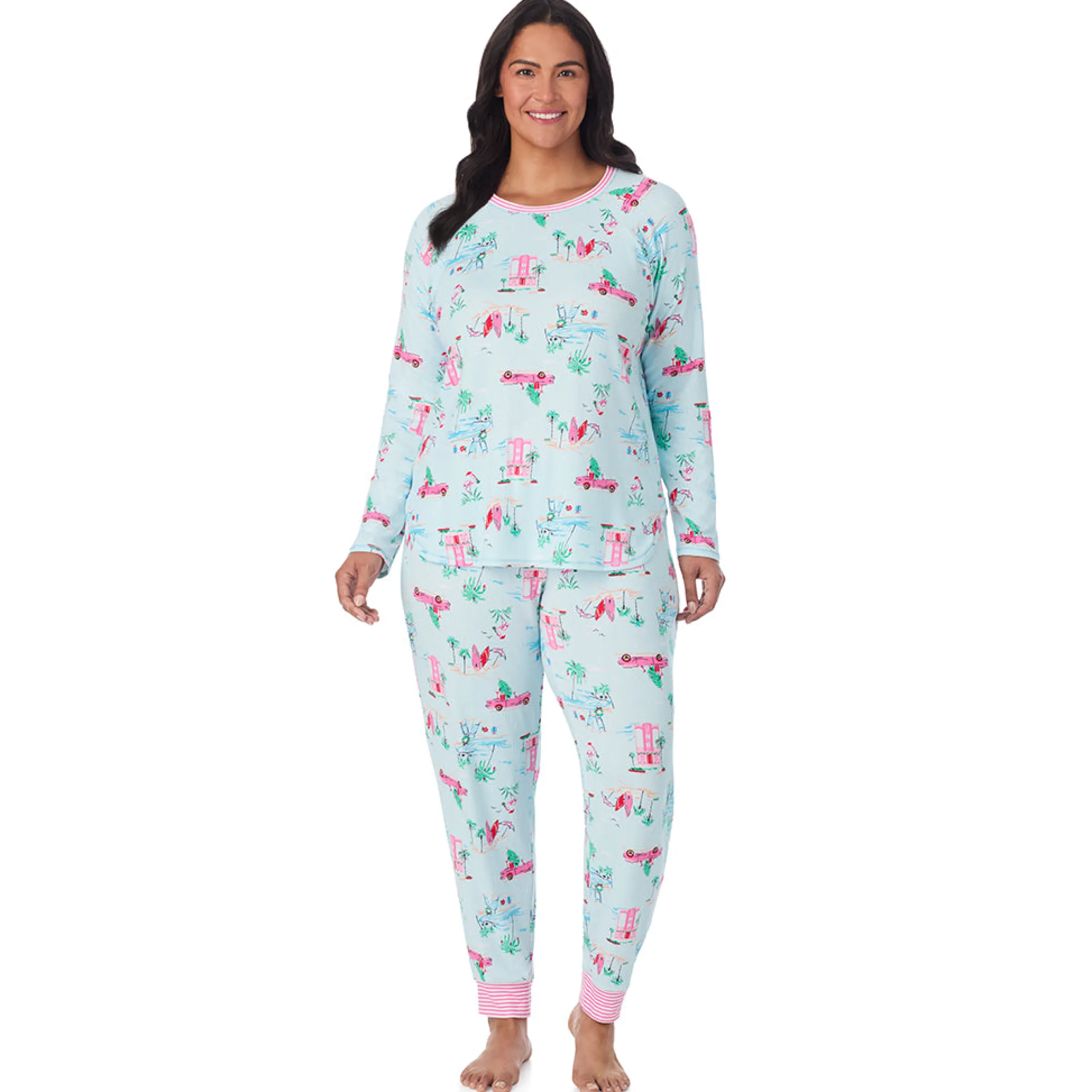 Discount Brushed Sweater Knit Long Sleeve Top with Jogger 2-Pc Pajama Set PLUS Women Sleepwear|Plus Size