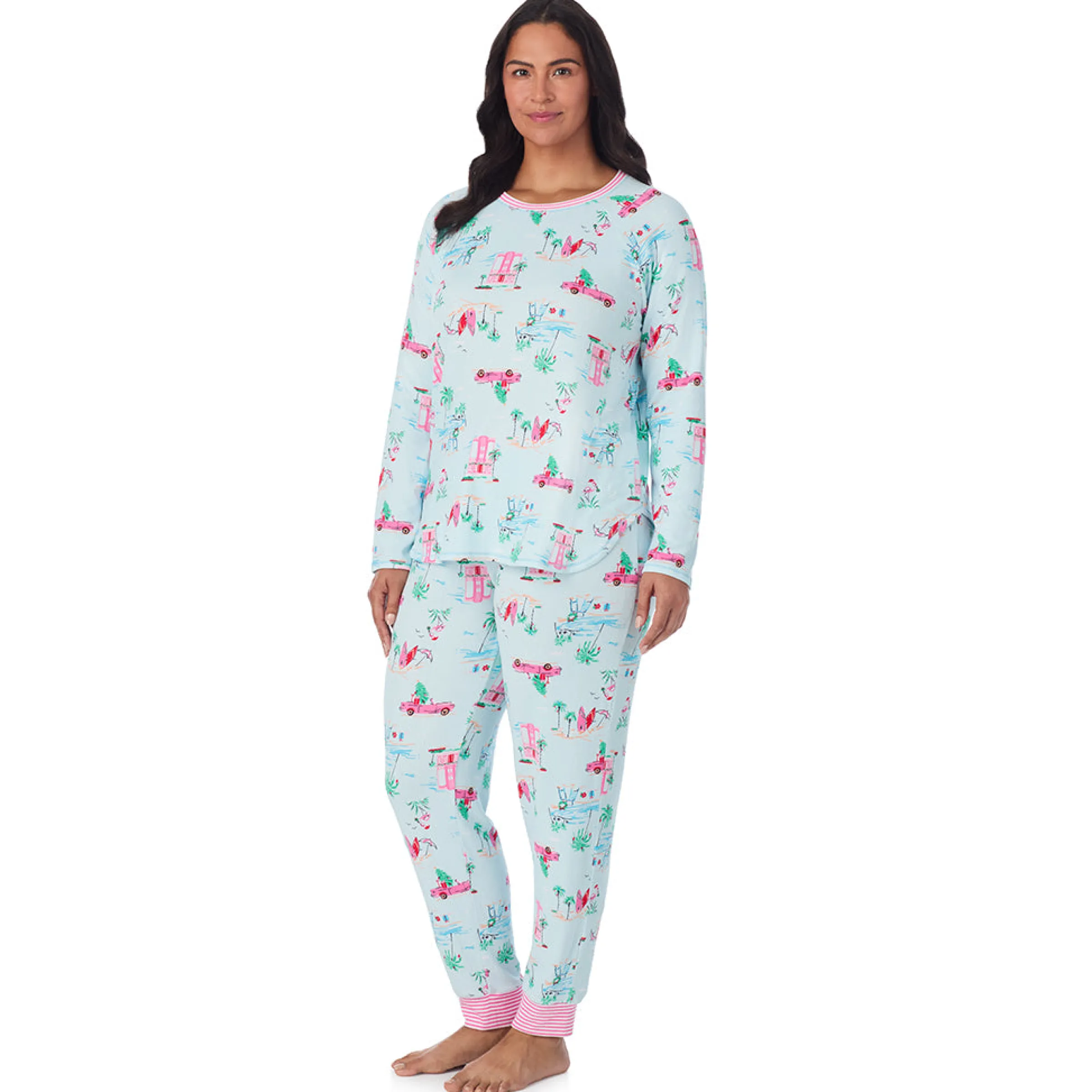 Discount Brushed Sweater Knit Long Sleeve Top with Jogger 2-Pc Pajama Set PLUS Women Sleepwear|Plus Size
