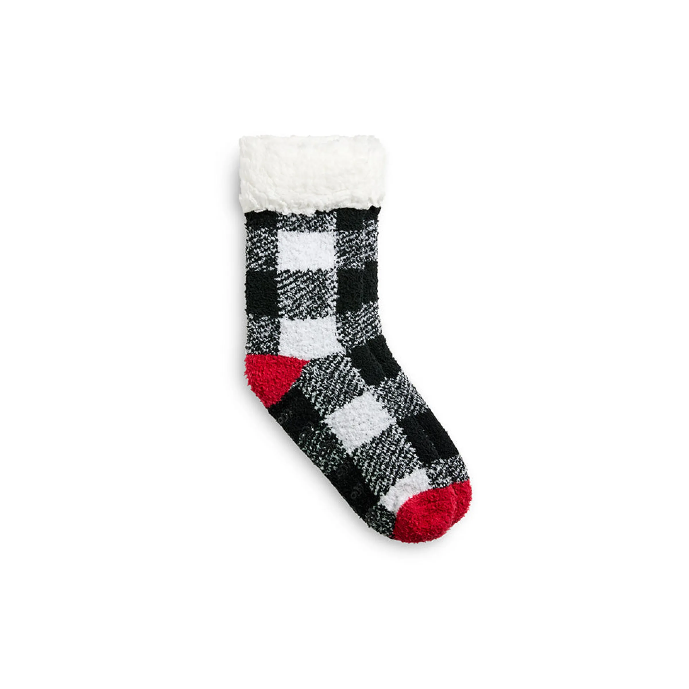 Hot Buffalo Check Pop Heel-Toe Faux Shearling Lined Lounge Crew Sock Women Socks|Women's Accessories