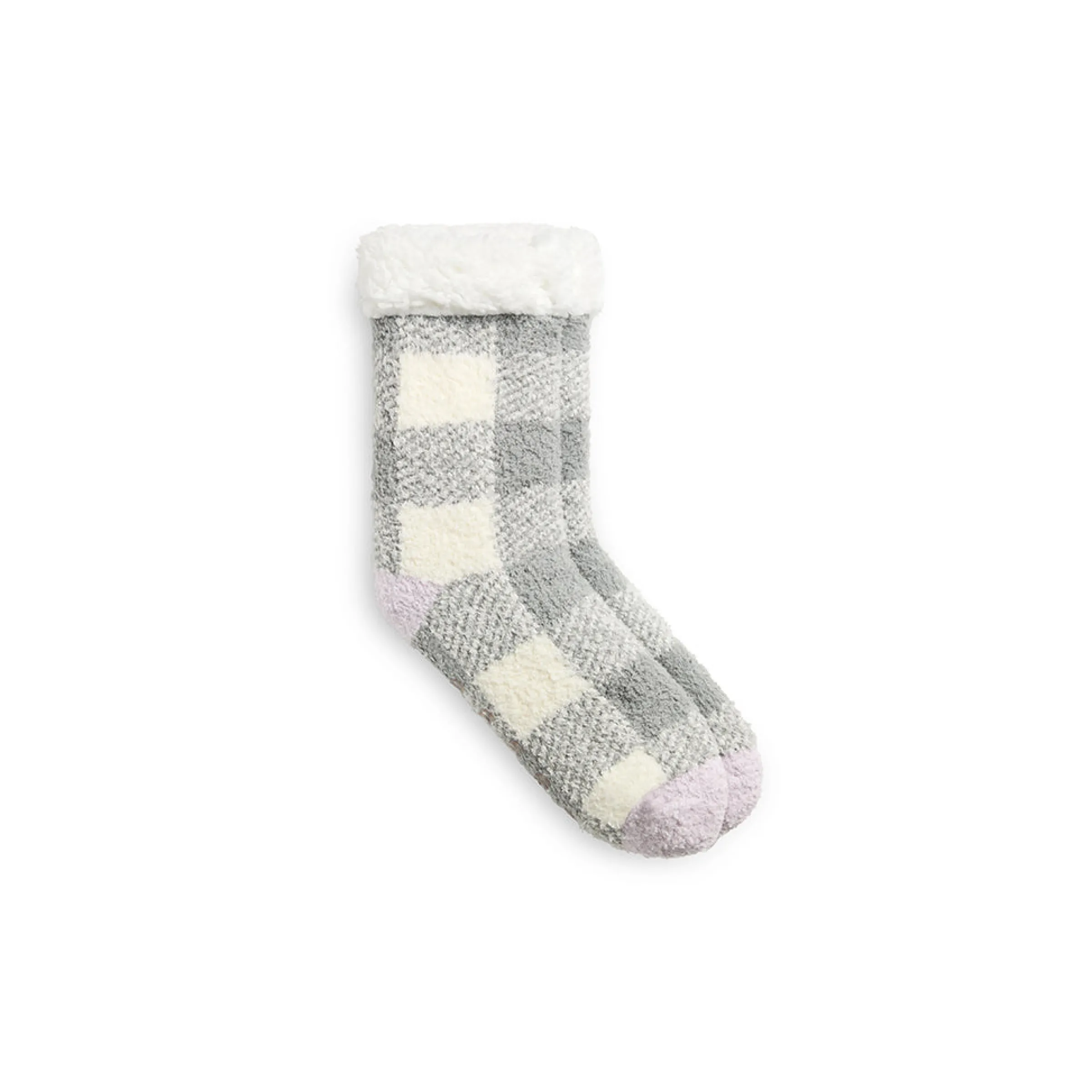 Hot Buffalo Check Pop Heel-Toe Faux Shearling Lined Lounge Crew Sock Women Socks|Women's Accessories