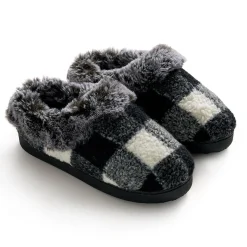 Online Buffalo Plaid Clog Slipper with Contrast Sherpa Lining Women Women's Accessories|Slippers