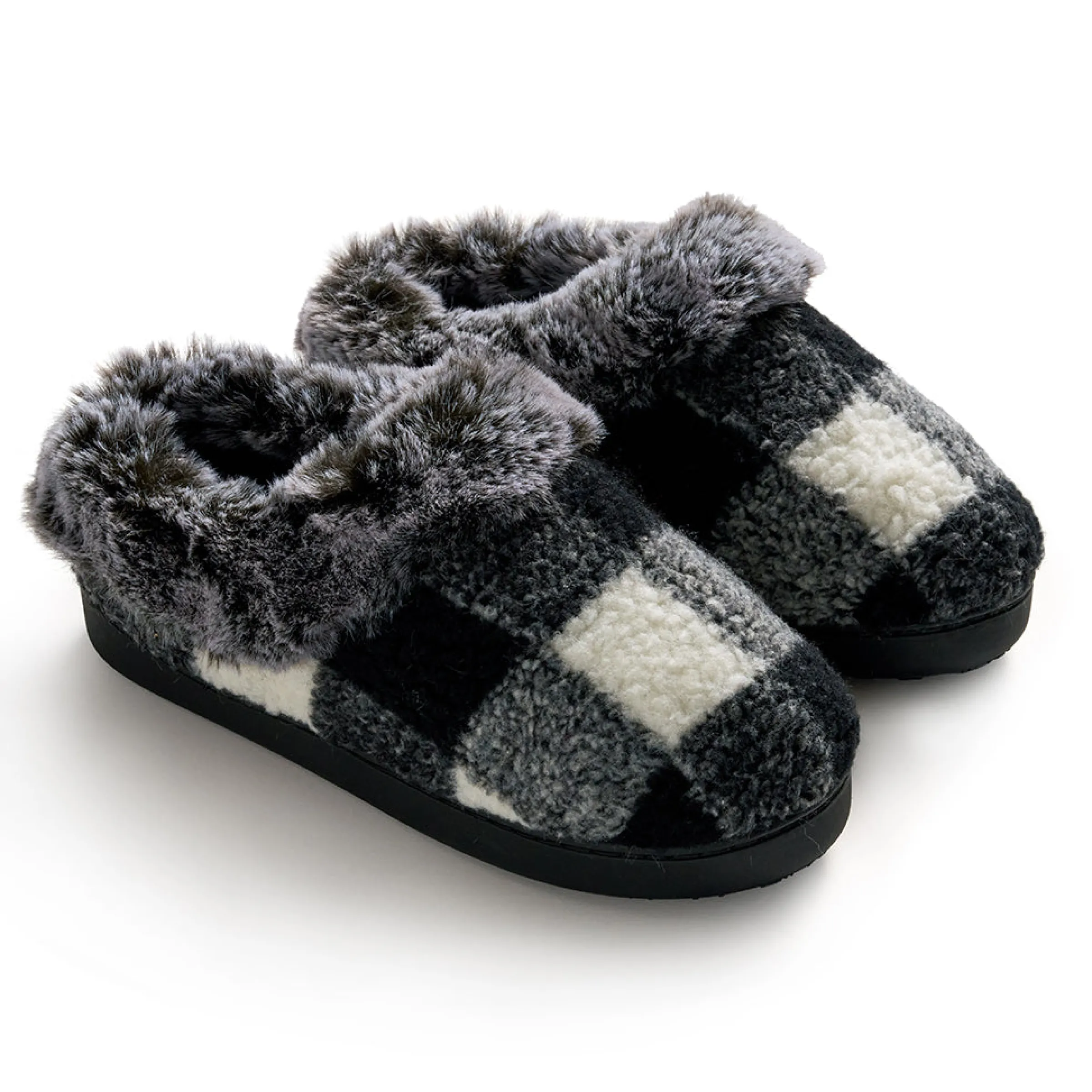 Online Buffalo Plaid Clog Slipper with Contrast Sherpa Lining Women Women's Accessories|Slippers