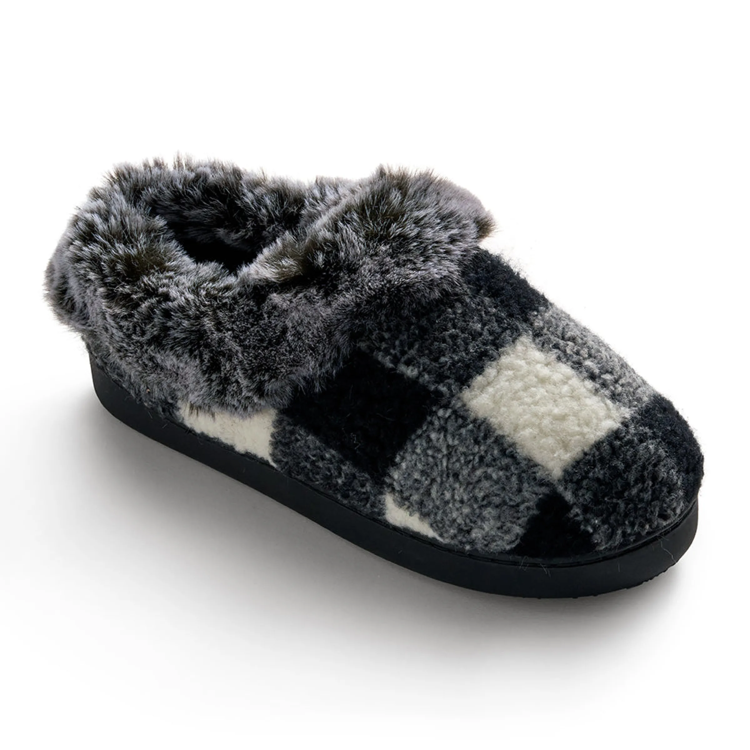 Online Buffalo Plaid Clog Slipper with Contrast Sherpa Lining Women Women's Accessories|Slippers