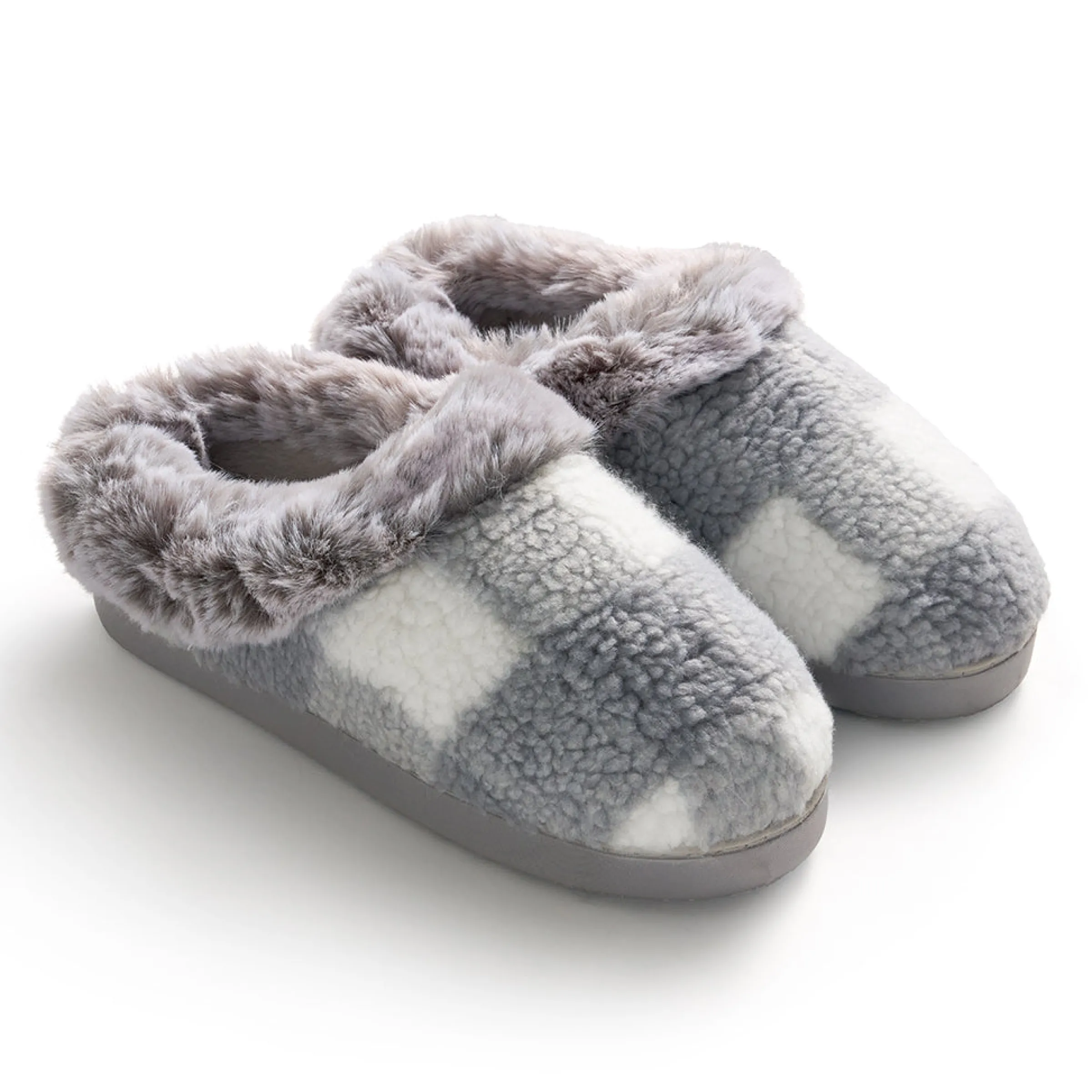 Online Buffalo Plaid Clog Slipper with Contrast Sherpa Lining Women Women's Accessories|Slippers