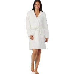 New Cable Jacquard Sherpa Wrap Robe with Hood Women Sleepwear|Long Sleeves