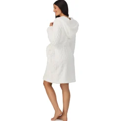 New Cable Jacquard Sherpa Wrap Robe with Hood Women Sleepwear|Long Sleeves