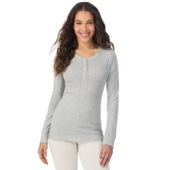 Best Cotton Pointelle Long Sleeve Henley Women Long Sleeves