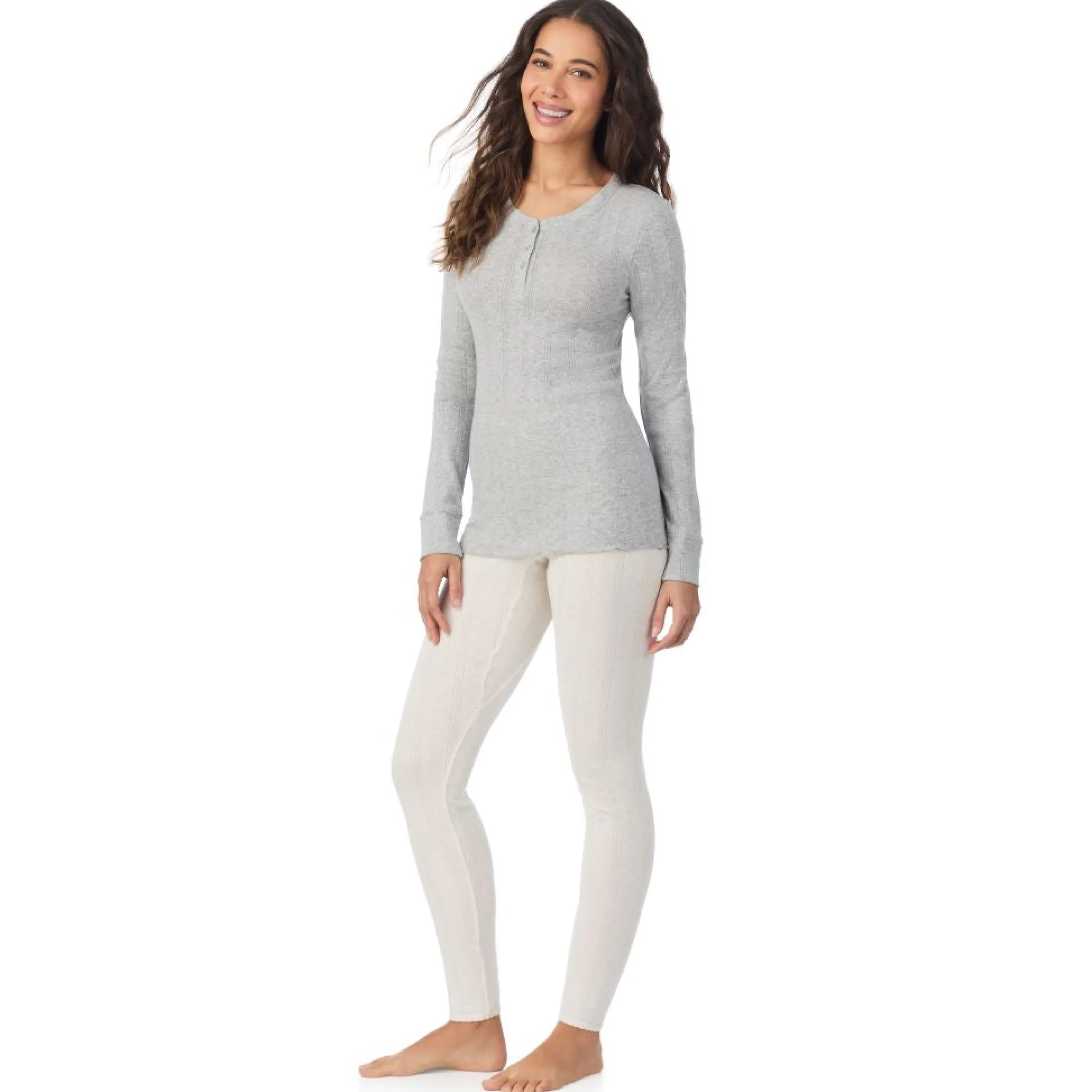 Best Cotton Pointelle Long Sleeve Henley Women Long Sleeves
