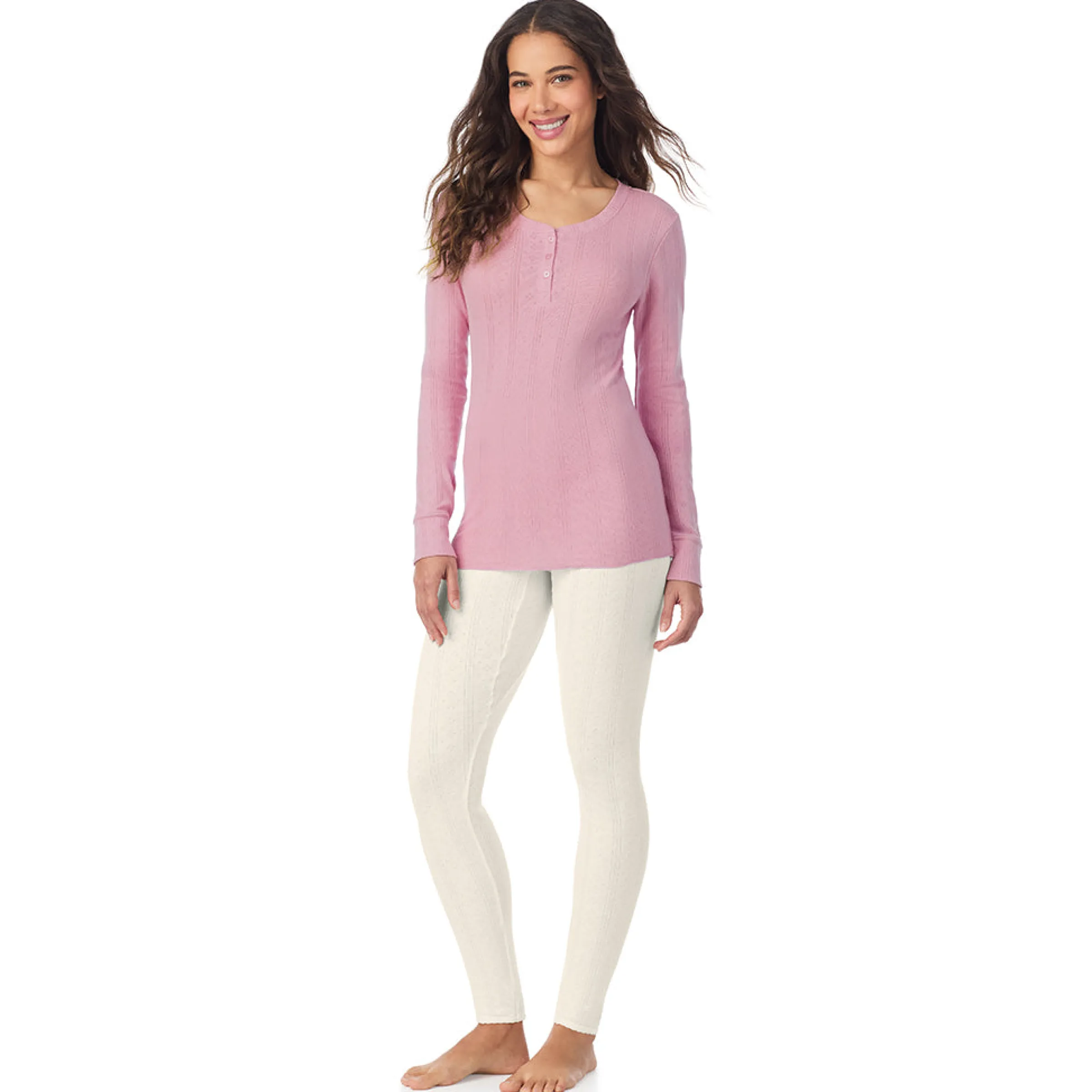 Best Cotton Pointelle Long Sleeve Henley Women Long Sleeves
