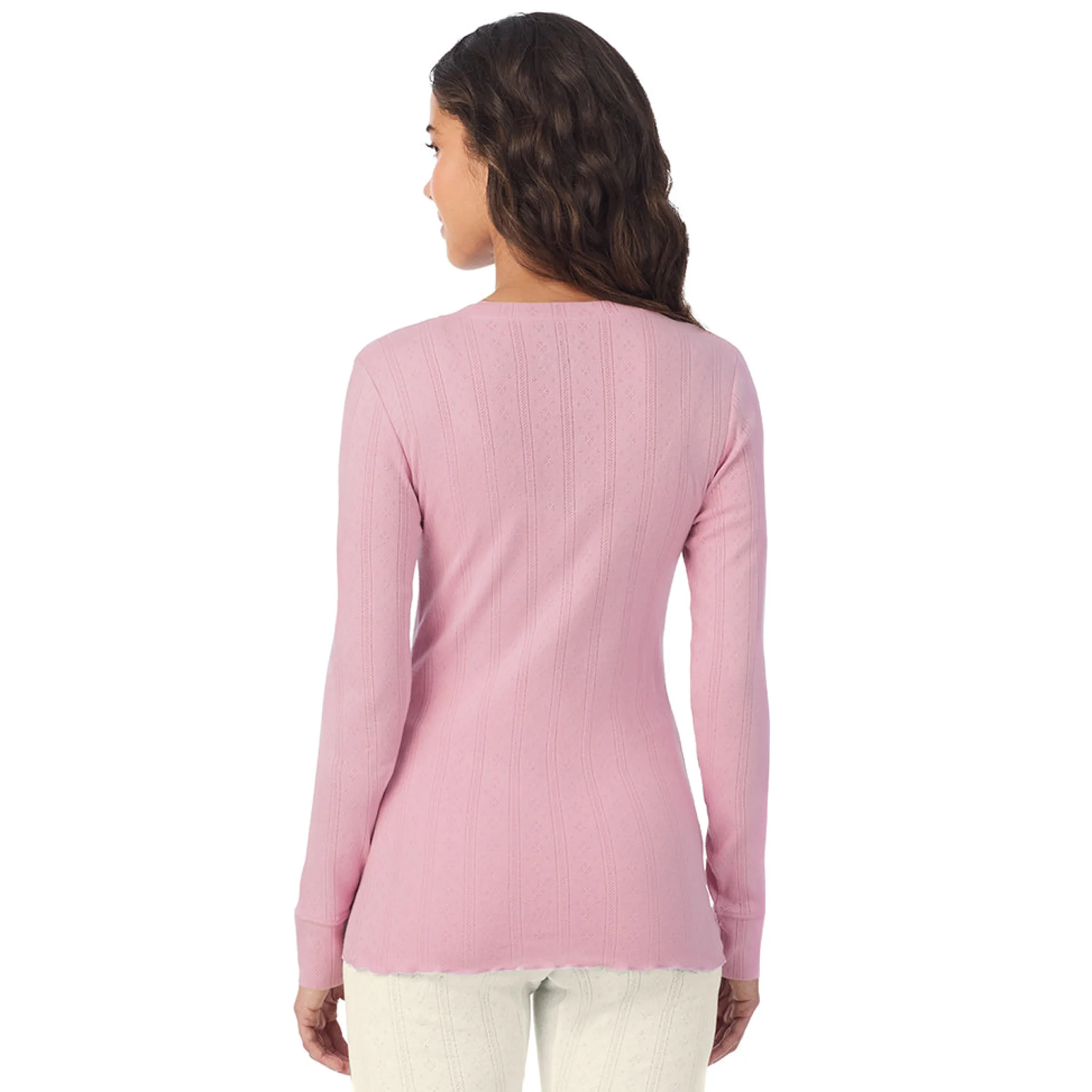 Best Cotton Pointelle Long Sleeve Henley Women Long Sleeves