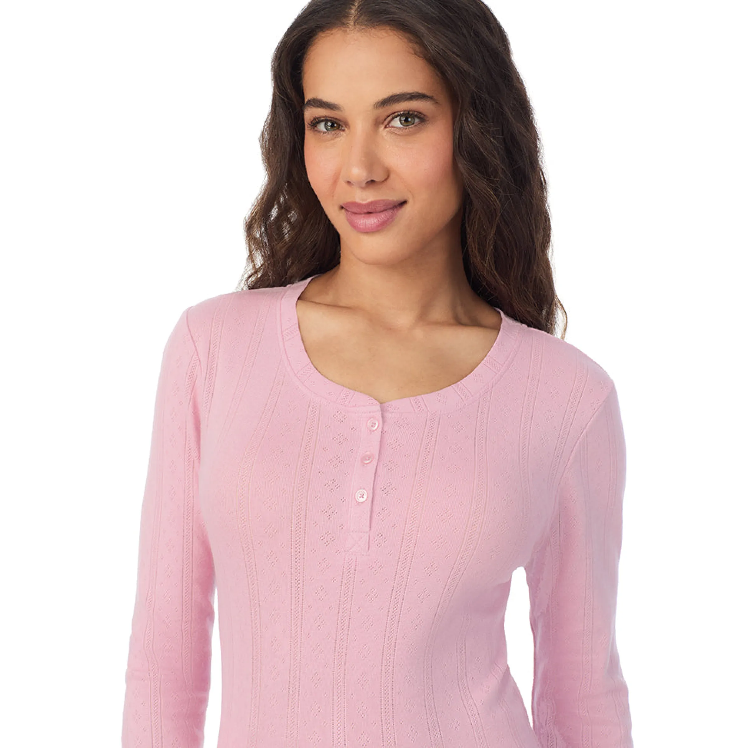 Best Cotton Pointelle Long Sleeve Henley Women Long Sleeves