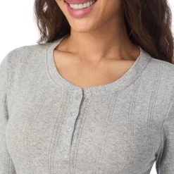 Best Cotton Pointelle Long Sleeve Henley Women Long Sleeves