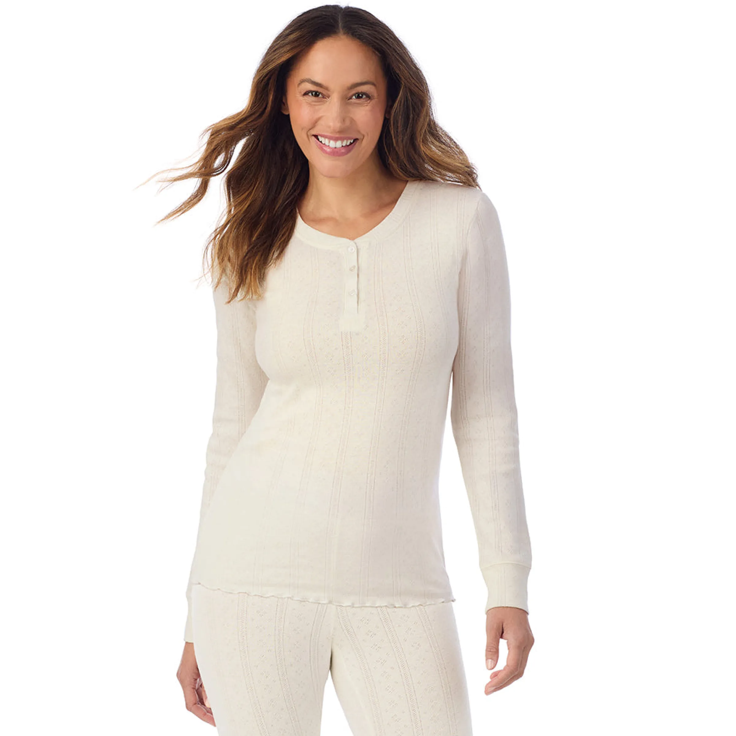Best Cotton Pointelle Long Sleeve Henley Women Long Sleeves