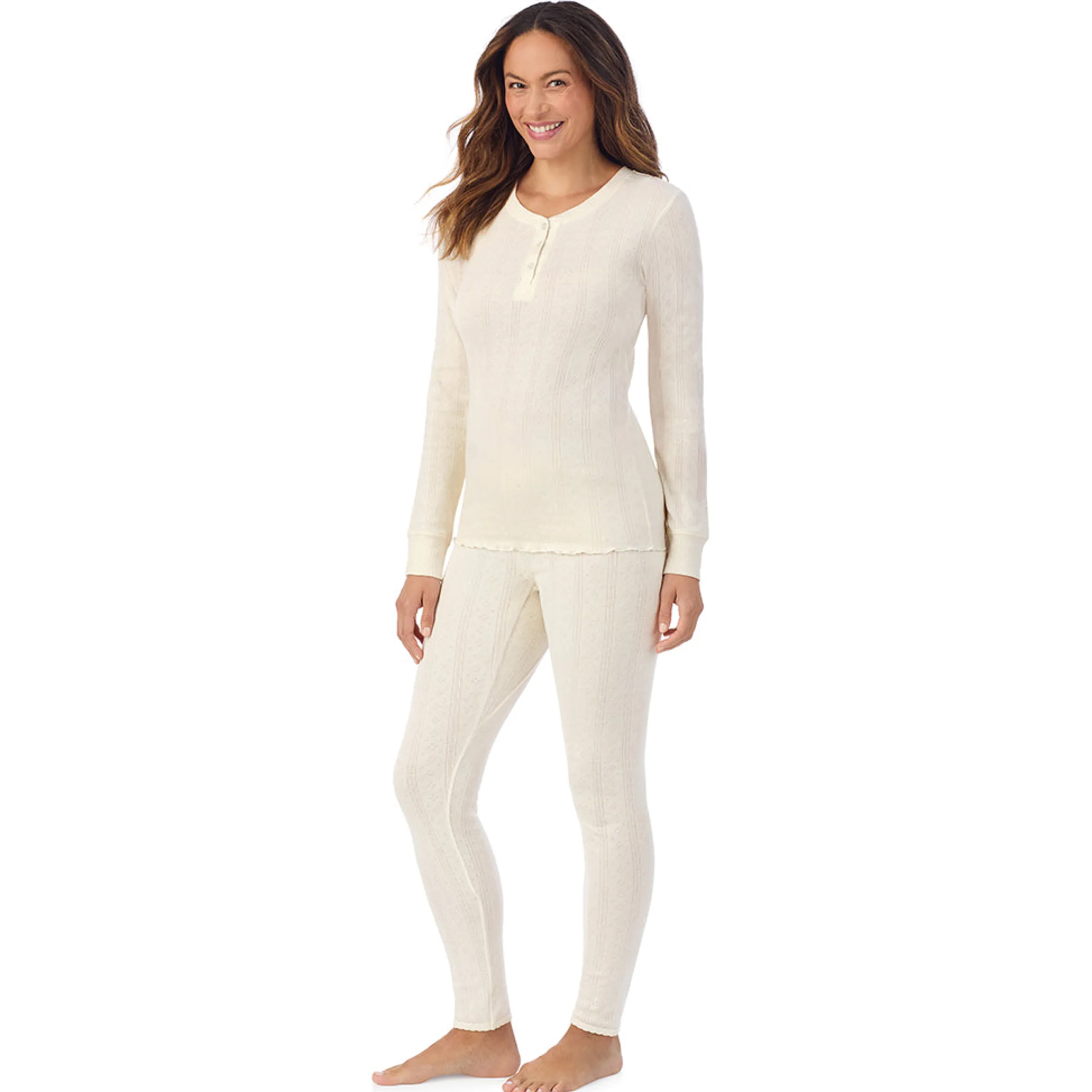 Best Cotton Pointelle Long Sleeve Henley Women Long Sleeves