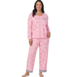 Sale Cotton Rich Long Sleeve Top with Pant Pajama Set PLUS Women Sleepwear|Plus Size
