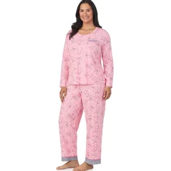 Sale Cotton Rich Long Sleeve Top with Pant Pajama Set PLUS Women Sleepwear|Plus Size
