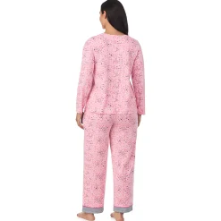 Sale Cotton Rich Long Sleeve Top with Pant Pajama Set PLUS Women Sleepwear|Plus Size