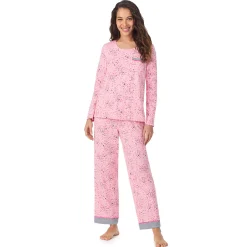 Outlet Cotton Rich Long Sleeve Top with Pant Pajama Set Women Sleepwear|Long Sleeves
