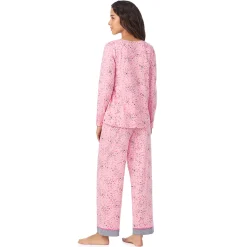 Outlet Cotton Rich Long Sleeve Top with Pant Pajama Set Women Sleepwear|Long Sleeves