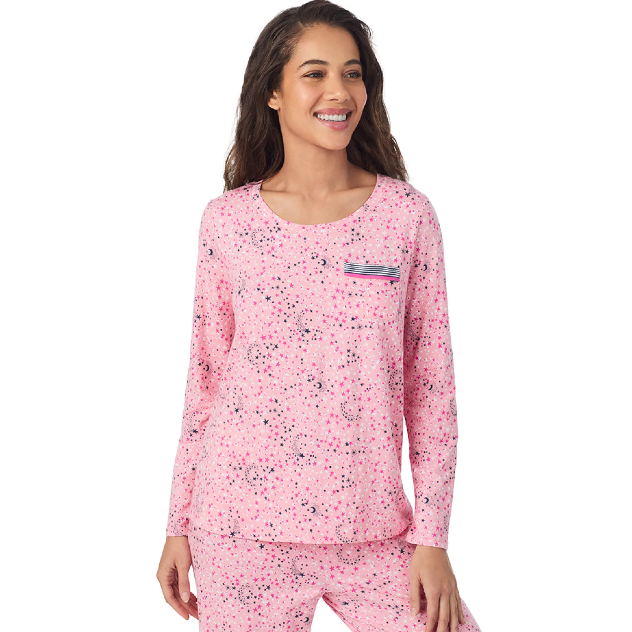 Outlet Cotton Rich Long Sleeve Top with Pant Pajama Set Women Sleepwear|Long Sleeves