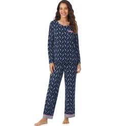 Outlet Cotton Rich Long Sleeve Top with Pant Pajama Set Women Sleepwear|Long Sleeves
